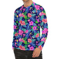 Hawaii Exotic Flowers Pattern Print Men's Long Sleeve Rash Guard