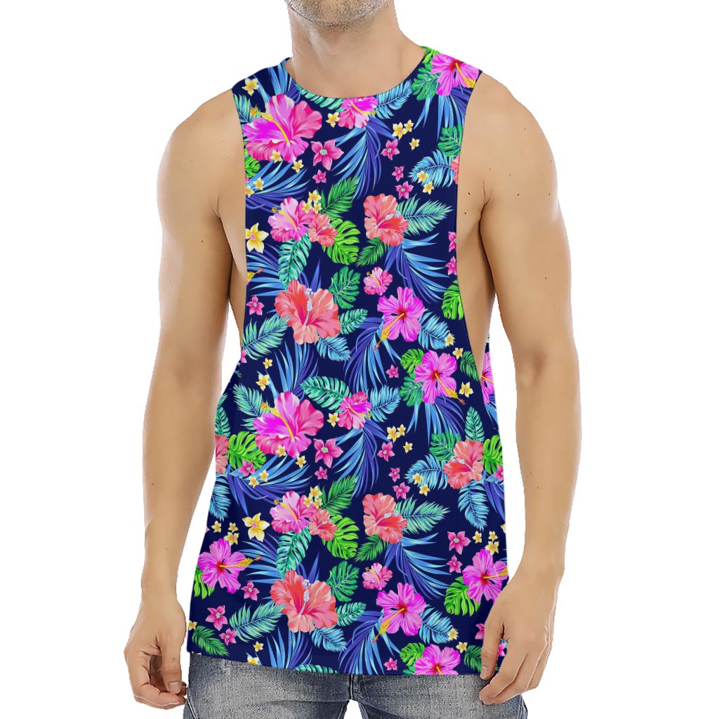 Hawaii Exotic Flowers Pattern Print Men's Muscle Tank Top