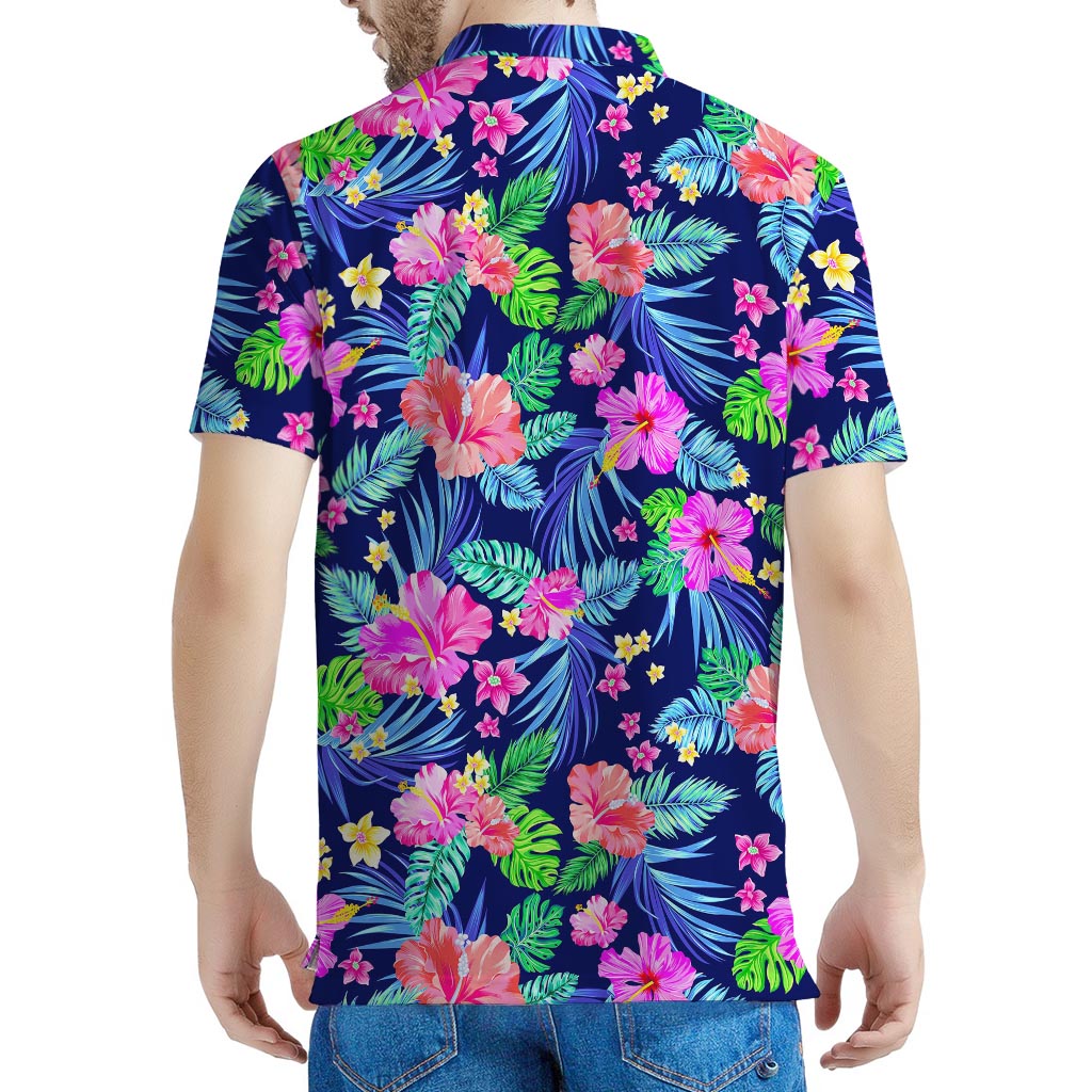 Hawaii Exotic Flowers Pattern Print Men's Polo Shirt