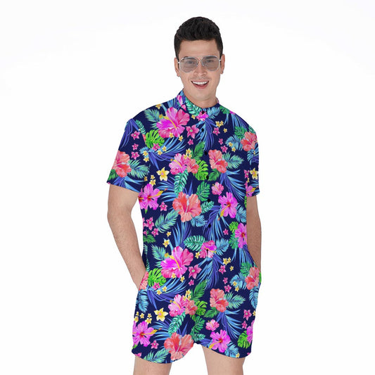 Hawaii Exotic Flowers Pattern Print Men's Rompers