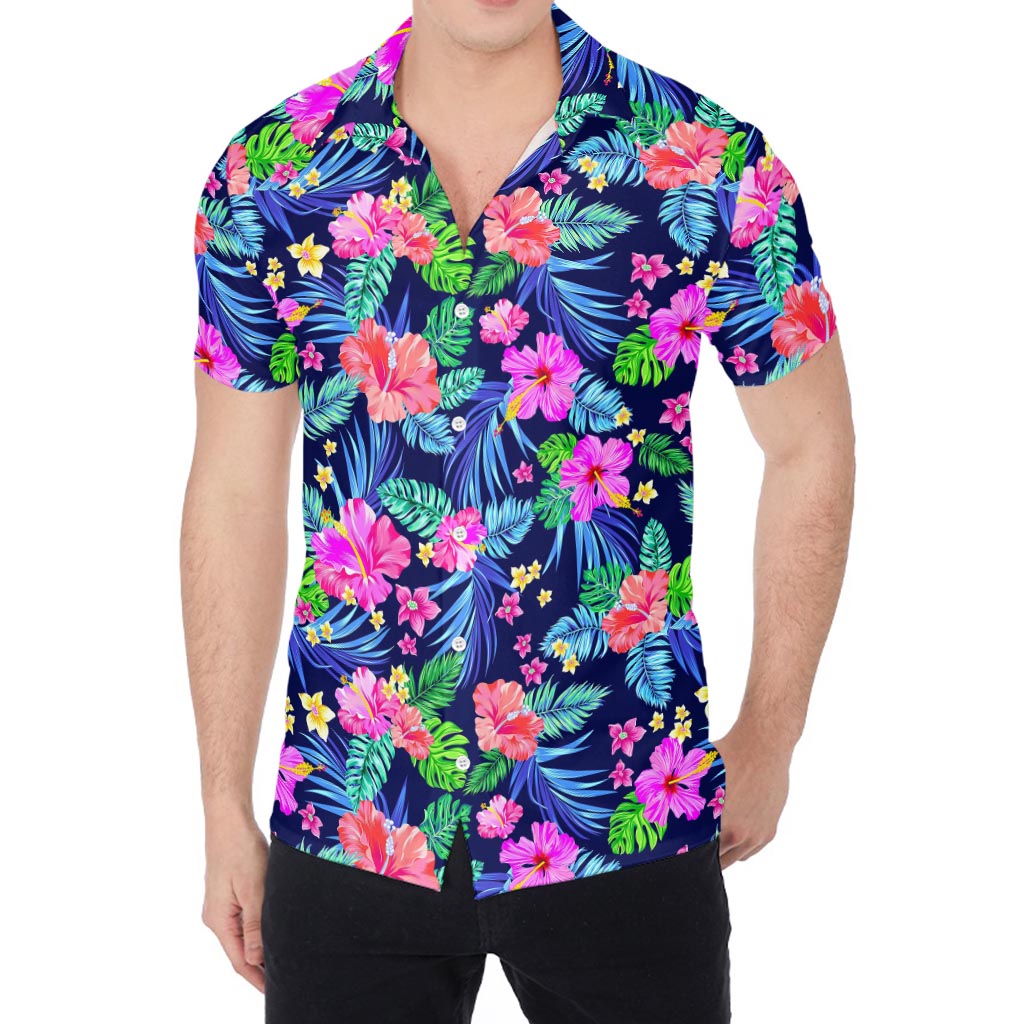 Hawaii Exotic Flowers Pattern Print Men's Shirt