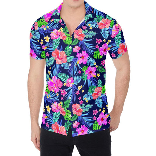 Hawaii Exotic Flowers Pattern Print Men's Shirt