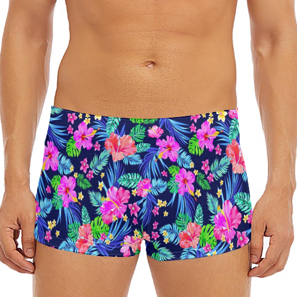 Hawaii Exotic Flowers Pattern Print Men's Short Boxer Briefs