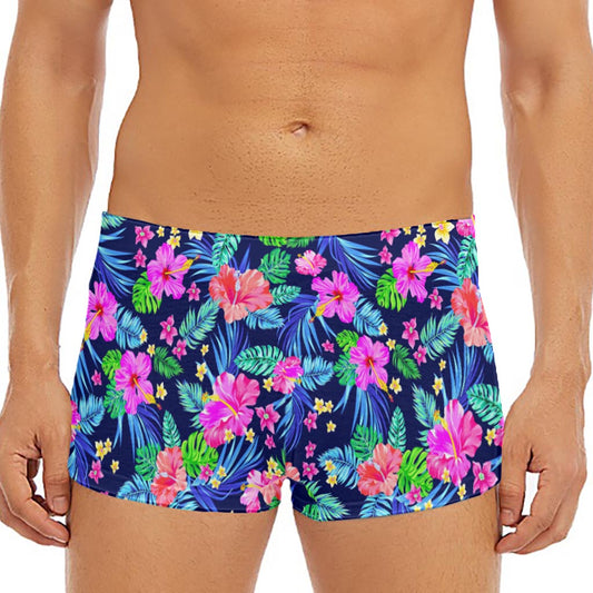 Hawaii Exotic Flowers Pattern Print Men's Short Boxer Briefs