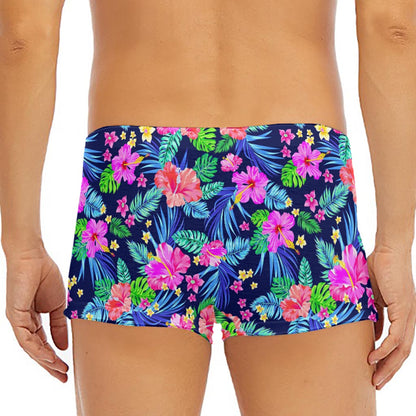 Hawaii Exotic Flowers Pattern Print Men's Short Boxer Briefs