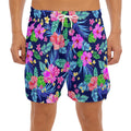 Hawaii Exotic Flowers Pattern Print Men's Split Running Shorts