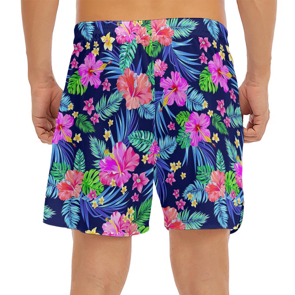 Hawaii Exotic Flowers Pattern Print Men's Split Running Shorts