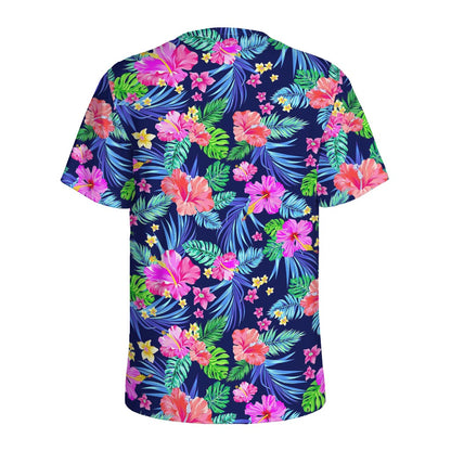 Hawaii Exotic Flowers Pattern Print Men's Sports T-Shirt