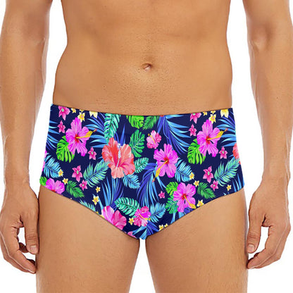 Hawaii Exotic Flowers Pattern Print Men's Triangle Swim Briefs