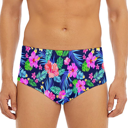 Hawaii Exotic Flowers Pattern Print Men's Triangle Swim Briefs