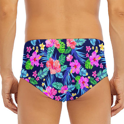 Hawaii Exotic Flowers Pattern Print Men's Triangle Swim Briefs