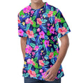 Hawaii Exotic Flowers Pattern Print Men's Velvet T-Shirt