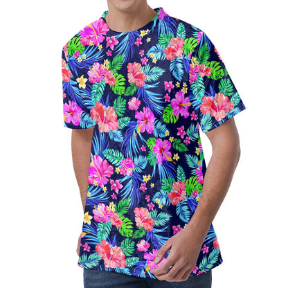 Hawaii Exotic Flowers Pattern Print Men's Velvet T-Shirt