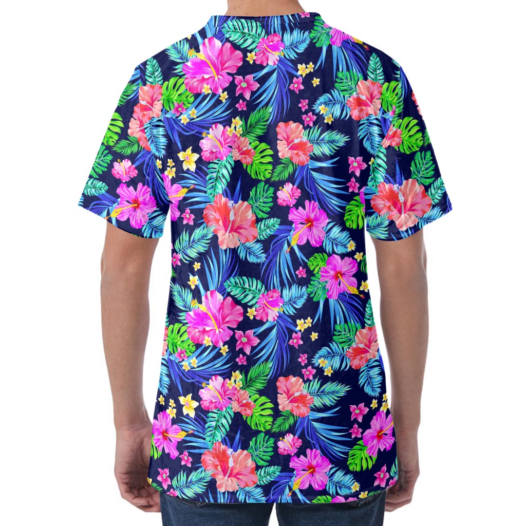 Hawaii Exotic Flowers Pattern Print Men's Velvet T-Shirt