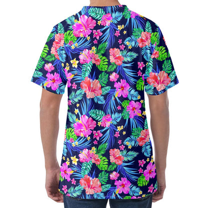 Hawaii Exotic Flowers Pattern Print Men's Velvet T-Shirt