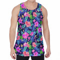 Hawaii Exotic Flowers Pattern Print Men's Velvet Tank Top