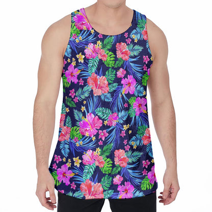 Hawaii Exotic Flowers Pattern Print Men's Velvet Tank Top