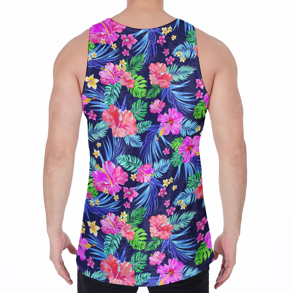Hawaii Exotic Flowers Pattern Print Men's Velvet Tank Top