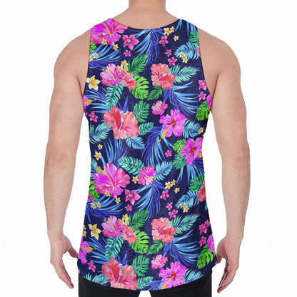 Hawaii Exotic Flowers Pattern Print Men's Velvet Tank Top