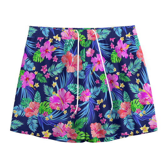 Hawaii Exotic Flowers Pattern Print Mesh Shorts