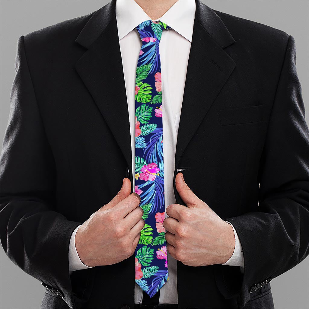 Hawaii Exotic Flowers Pattern Print Necktie
