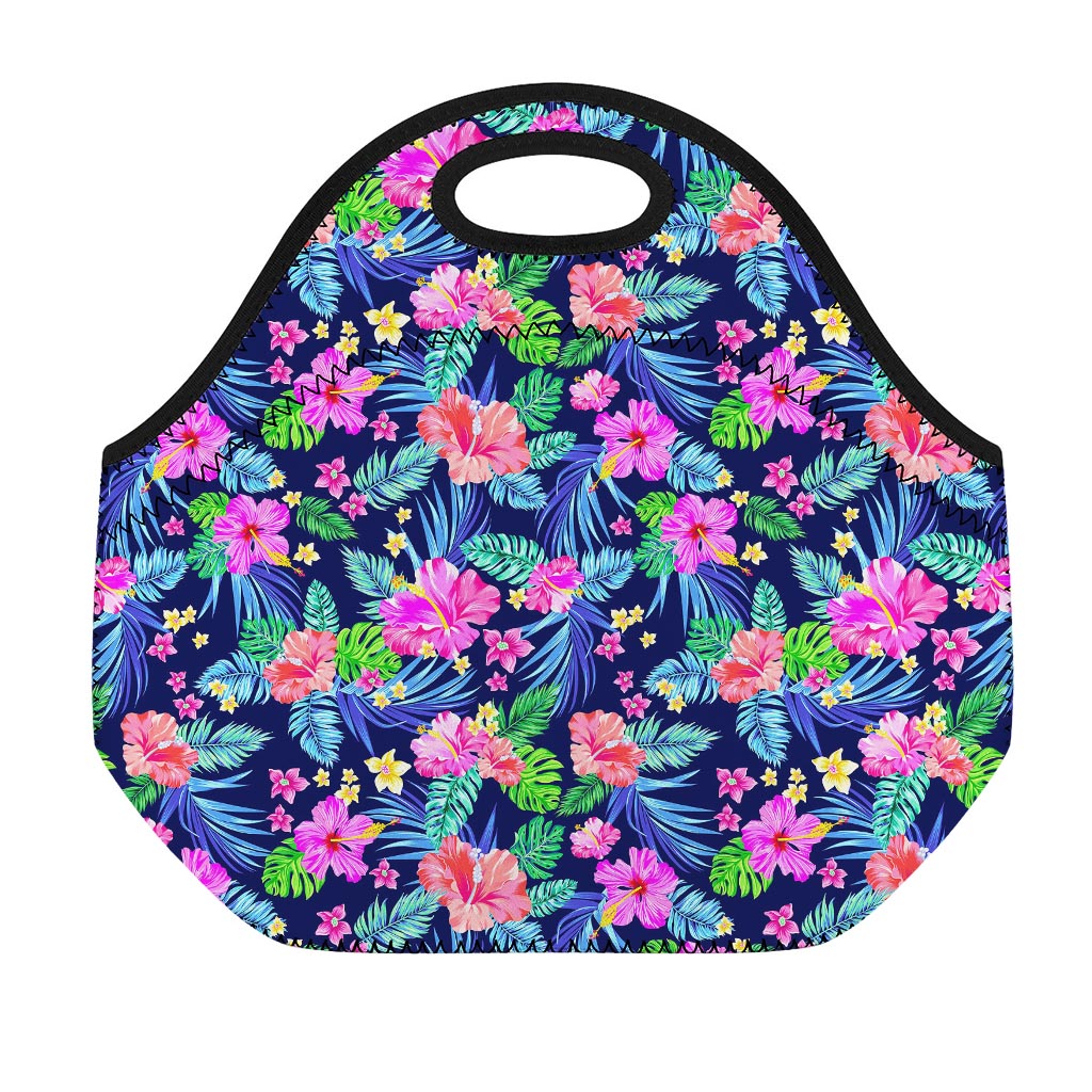 Hawaii Exotic Flowers Pattern Print Neoprene Lunch Bag
