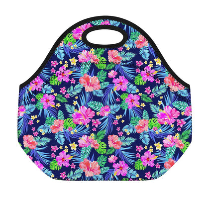 Hawaii Exotic Flowers Pattern Print Neoprene Lunch Bag