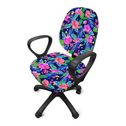 Hawaii Exotic Flowers Pattern Print Office Chair Cover