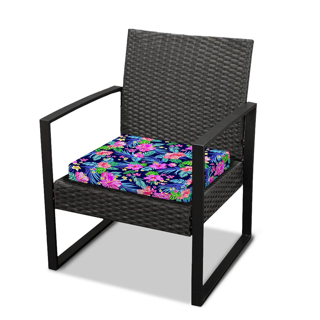 Hawaii Exotic Flowers Pattern Print Outdoor Seat Cushion Cover