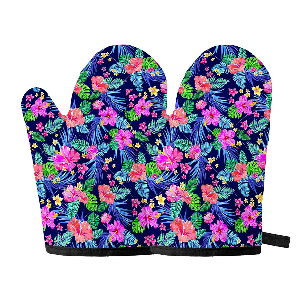 Hawaii Exotic Flowers Pattern Print Oven Mitts