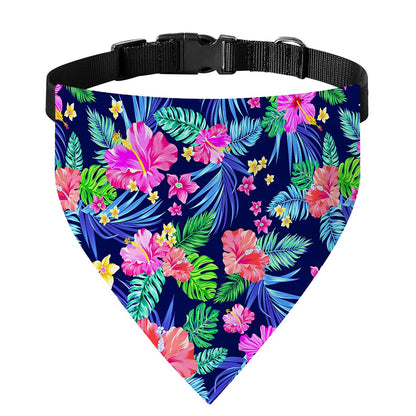 Hawaii Exotic Flowers Pattern Print Over The Collar Dog Bandana