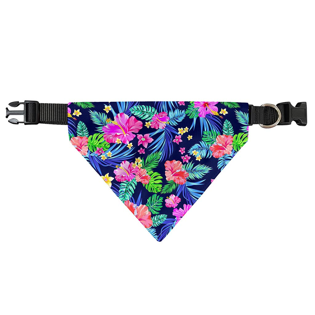 Hawaii Exotic Flowers Pattern Print Over The Collar Dog Bandana