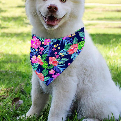 Hawaii Exotic Flowers Pattern Print Over The Collar Dog Bandana