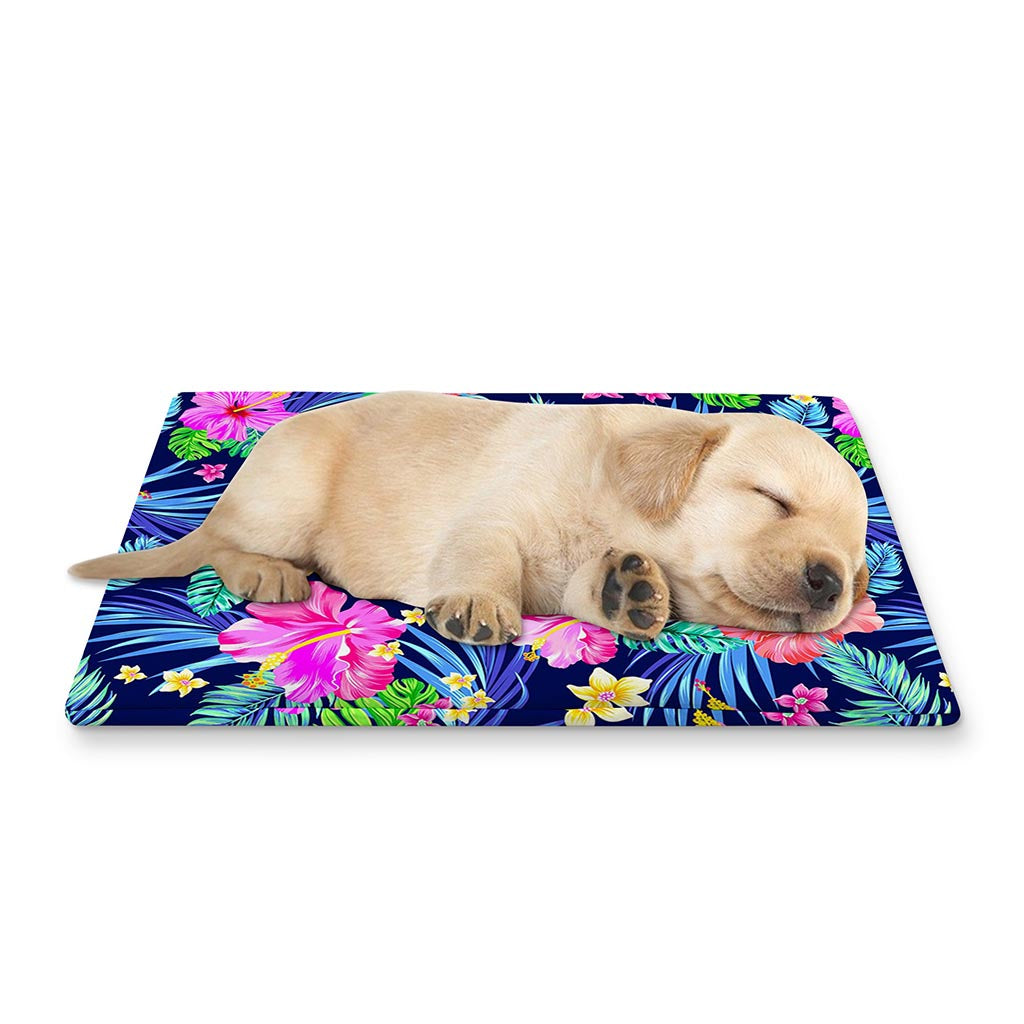 Hawaii Exotic Flowers Pattern Print Pet Cooling Mat Cover