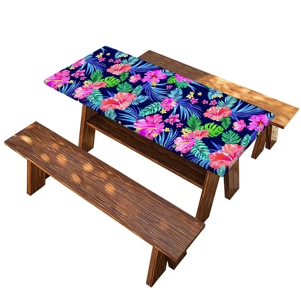 Hawaii Exotic Flowers Pattern Print Picnic Table Cover