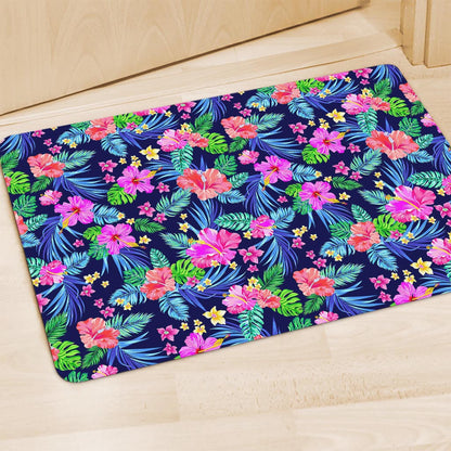 Hawaii Exotic Flowers Pattern Print Polyester Doormat