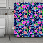 Hawaii Exotic Flowers Pattern Print Polyester Shower Curtain