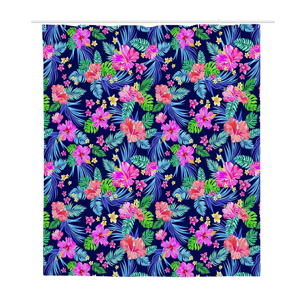 Hawaii Exotic Flowers Pattern Print Polyester Shower Curtain