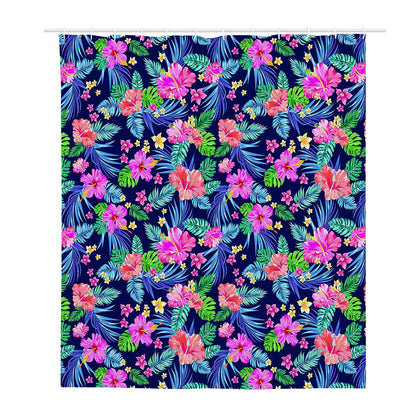 Hawaii Exotic Flowers Pattern Print Polyester Shower Curtain