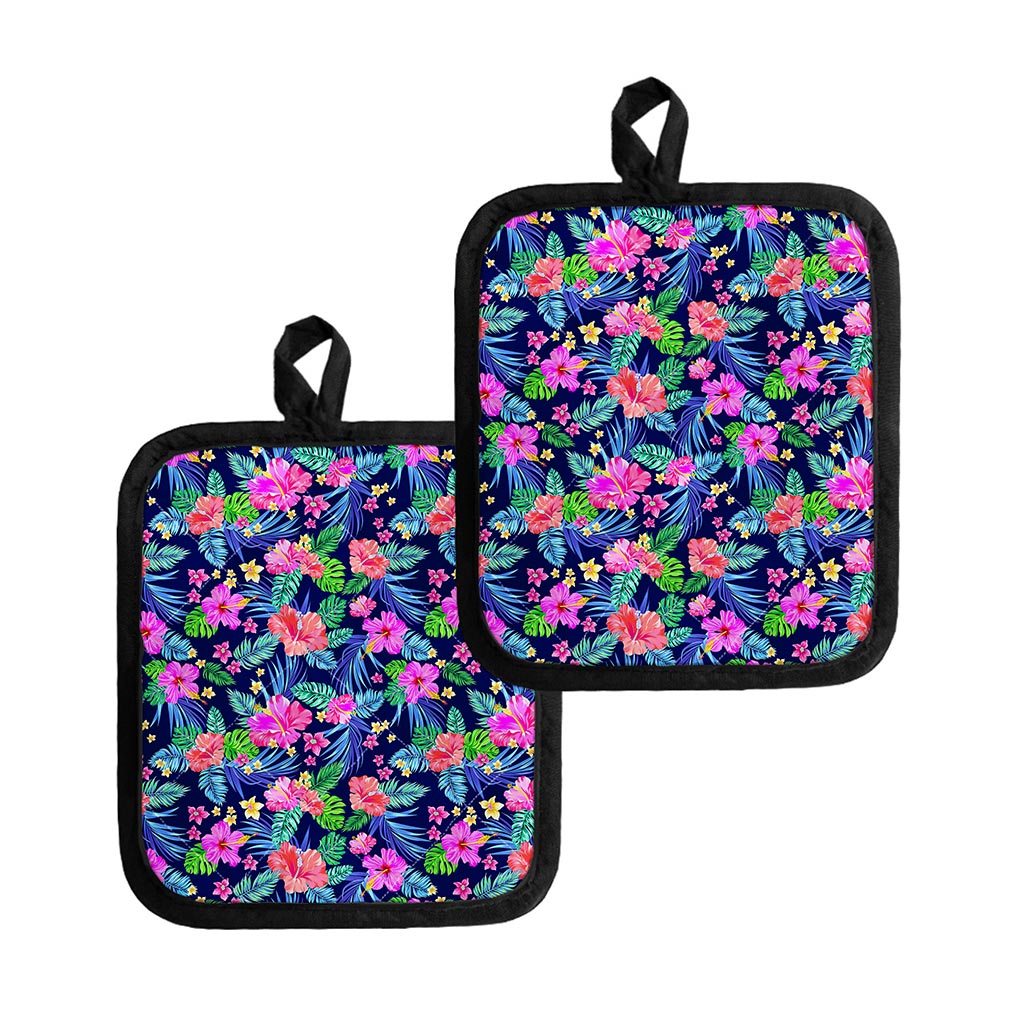 Hawaii Exotic Flowers Pattern Print Pot Holders