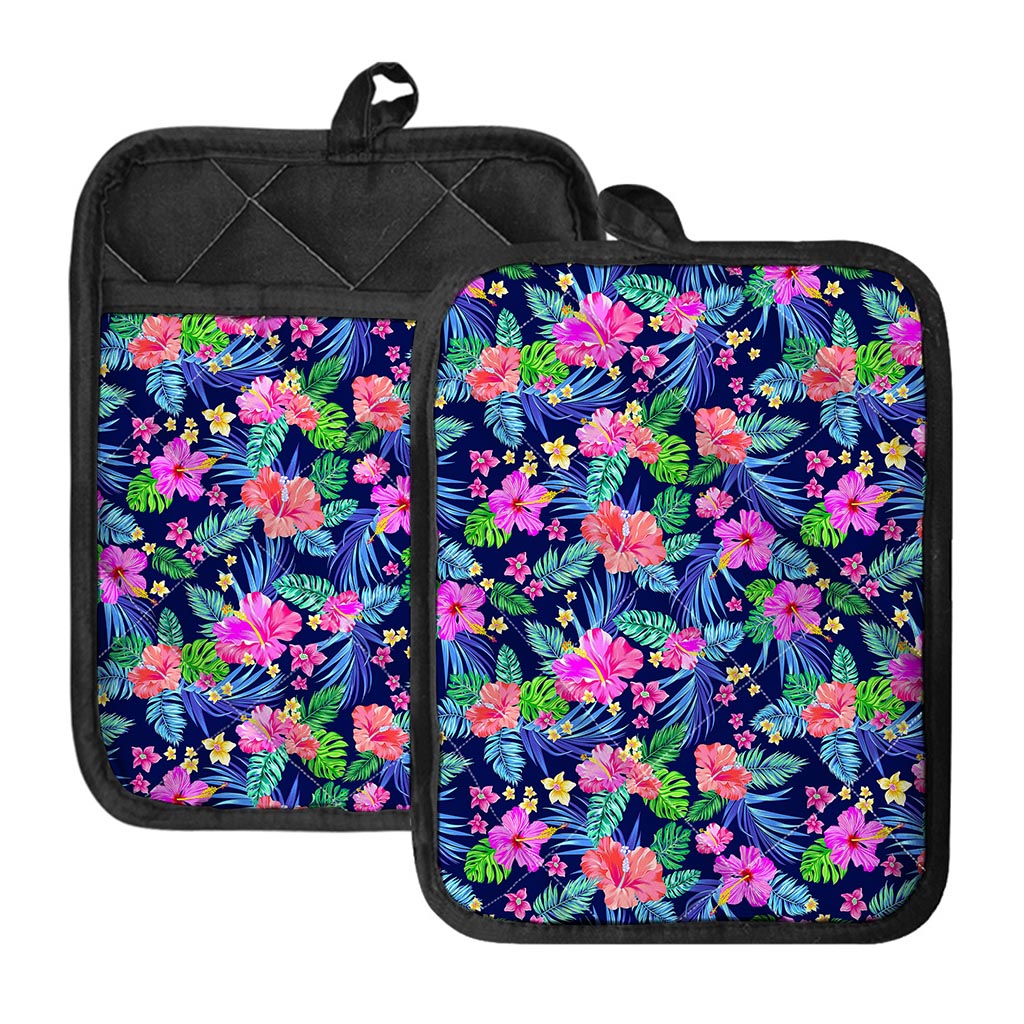 Hawaii Exotic Flowers Pattern Print Pot Holders With Pocket