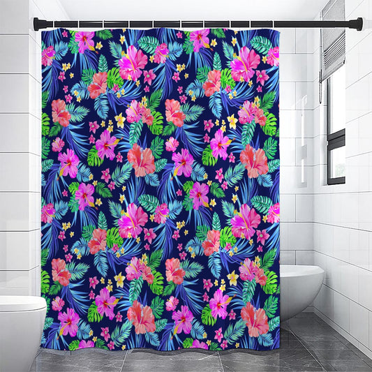 Hawaii Exotic Flowers Pattern Print Premium Shower Curtain