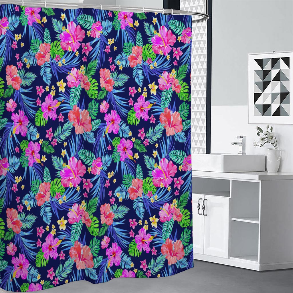 Hawaii Exotic Flowers Pattern Print Premium Shower Curtain