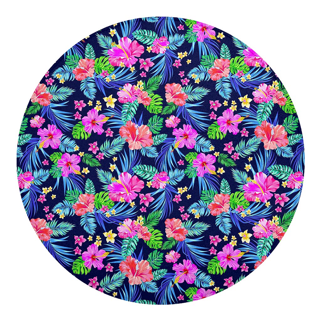 Hawaii Exotic Flowers Pattern Print Round Blanket