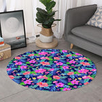 Hawaii Exotic Flowers Pattern Print Round Rug