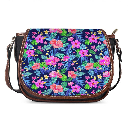 Hawaii Exotic Flowers Pattern Print Saddle Bag