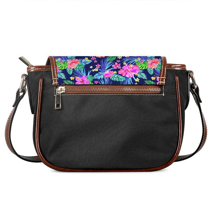 Hawaii Exotic Flowers Pattern Print Saddle Bag