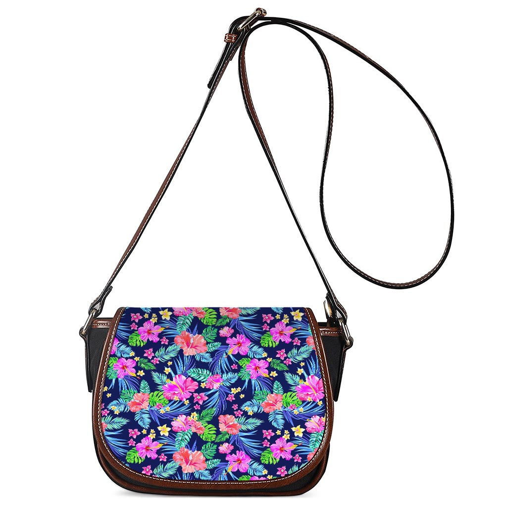 Hawaii Exotic Flowers Pattern Print Saddle Bag