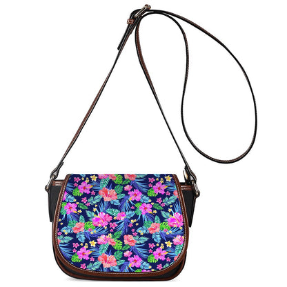 Hawaii Exotic Flowers Pattern Print Saddle Bag