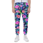 Hawaii Exotic Flowers Pattern Print Scuba Joggers